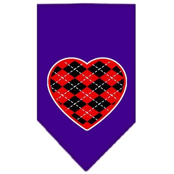 Unconditional Love Argyle Heart Red Screen Print Bandana Purple Small UN851611